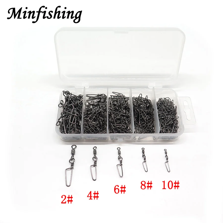 Minfishing 250 шт./лот поворотный Рыболовный MS + HX вращающийся вертлюг с дугой Размер 2 4 6