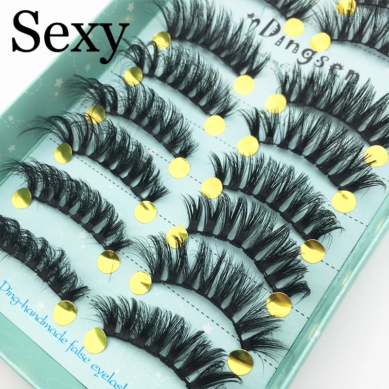 

10 Pairs Handmade 3D Soft Faux Mink Hair False Eyelashes Crisscross Wispy Fluffy Lashes Extension Eye Makeup Tools #3D-111