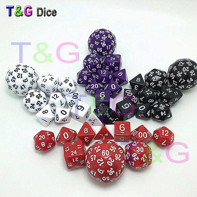 New 10pcs/set Top Quality Dice Set d4 d6 d8 d10 d12 d20 d24 d30 d60
