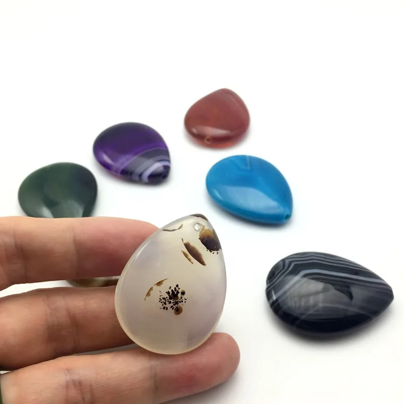 

40x30MM Multicolor Carnelian Stone Bead Teardrop CAB Cabochon Straight hole Onyx Jewelry GEM Pendant 1PCS