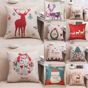

US STOCK Christmas Santa Throw Cushion Pillow Case Home Pillowcase J