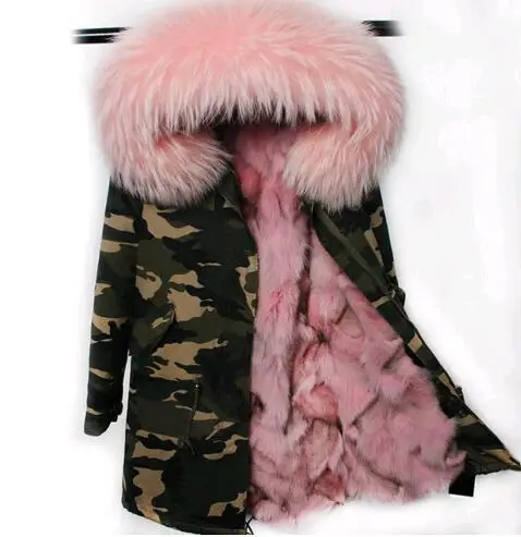 Настоящая отделка лисьим мехом Съемная Женская длинная куртка с большим натуральным мехом енота воротник с капюшоном парка зимняя верхняя одежда - Цвет: color 1