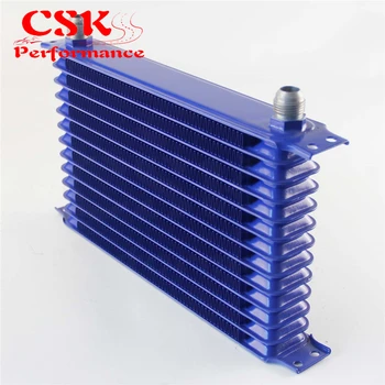 

262MM AN10 ALUMINUM ENGINE TRUST OIL COOLER 13 ROW UNIVERSAL BLACK / BLUE