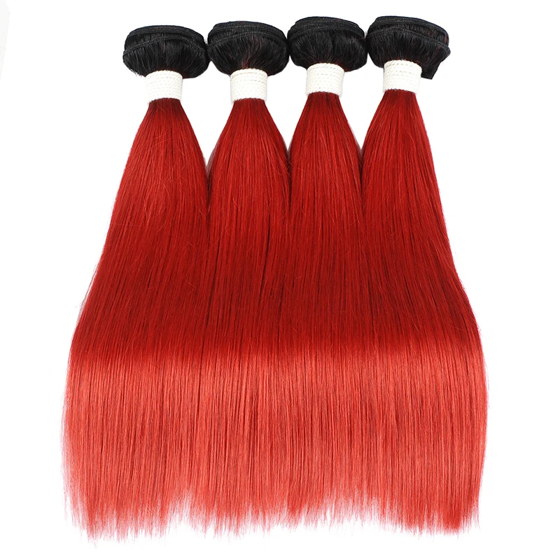 Pinshair красные прямые волосы пучки бразильских локонов Weave Связки 99j бордовый 100% человеческие волосы 4 Связки не волосы remy Расширения