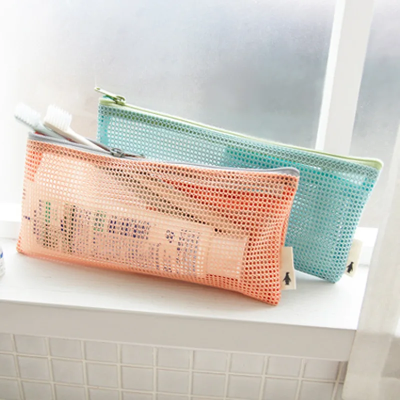 RU&BR Small Mini Women Mesh Cosmetic Bag Toothbrush Pencil Lipstick Makeup Makeup Organizer Bag