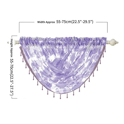 LOZUJOJU листья жаккард Тюль балдахин шторы украшения капли цветочный дизайн для гостиной спальни окна нитки ткани - Цвет: Purple