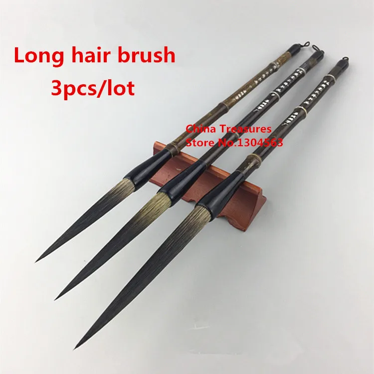 Cabelo da Escova do Chinês Pincel de Pintura Caneta de Tinta Lote Longo Caligrafia Chinesa Escova Escrita mo bi Urso Cabelo Weasel Cao Shu 3 Pçs - 1 Cao Shu 3 pçs lote Longo Cabelo