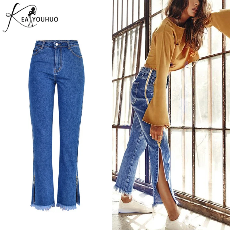 Летние джинсы для женщин в стиле бойфренд с высокой талией обтягивающие джинсы для женщин с молнией сзади джинсы Mujer джинсовые штаны Pantalon Femme брюки