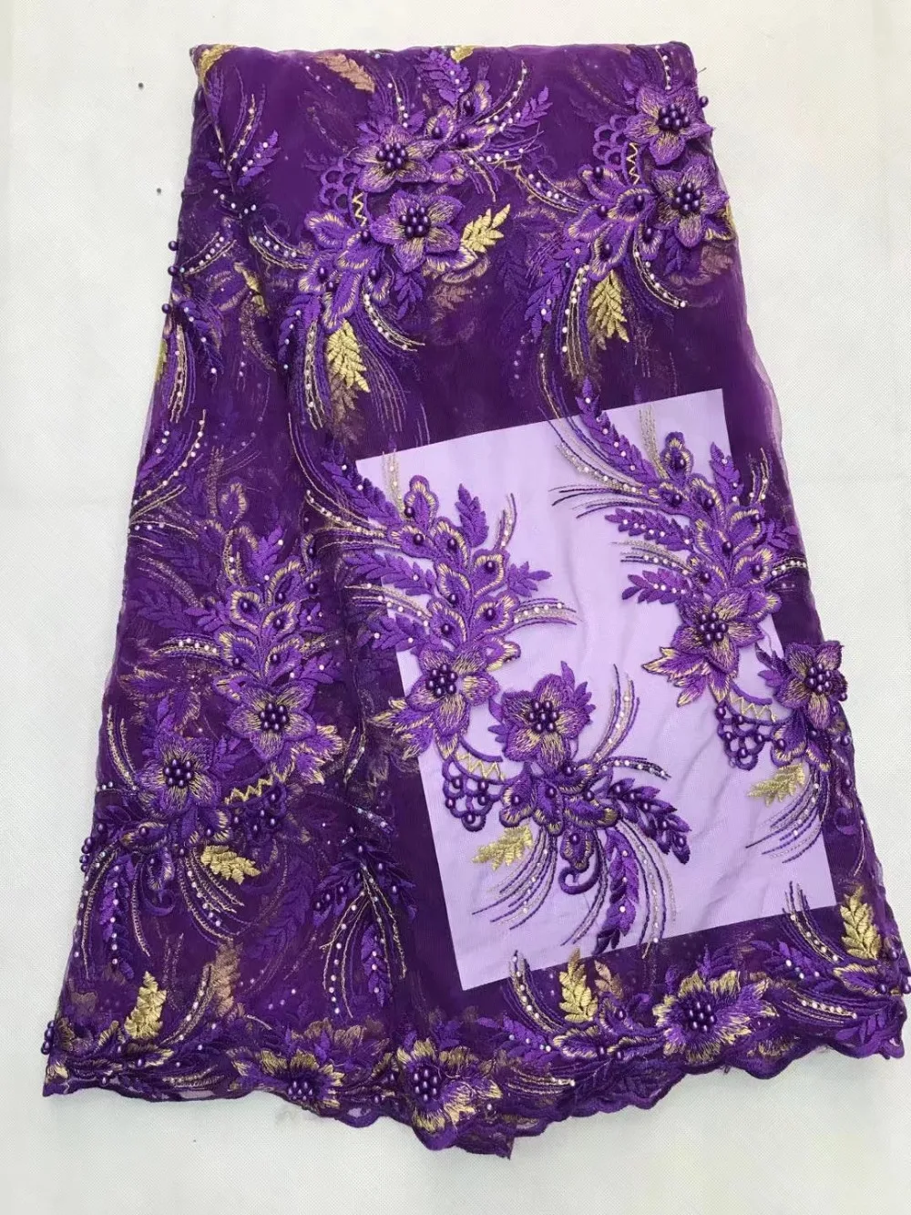 

Positive Feedback African Lace Fabric Nigerian French Lace Fabric Rhinestone Embroidery 3d Beaded Flower Lace Fabric For Dress