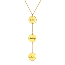 

AILIN Engraved Name Disc Necklace In Gold Color For Her Coin Pendant For Chain Length 14"/16"/18"/20"/22" For Women