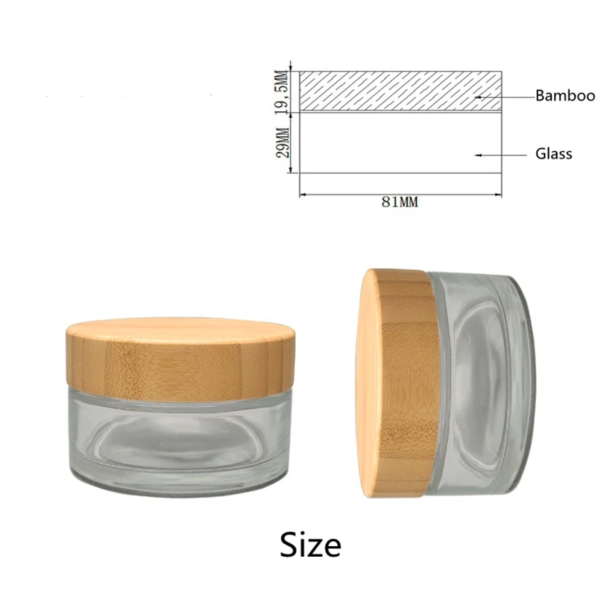 20 шт 100 г Многоразовые прозрачные стеклянные косметические бутылки с бамбуковой крышкой специальный бамбуковый пустой стеклянный контейнер для косметики банка для крема