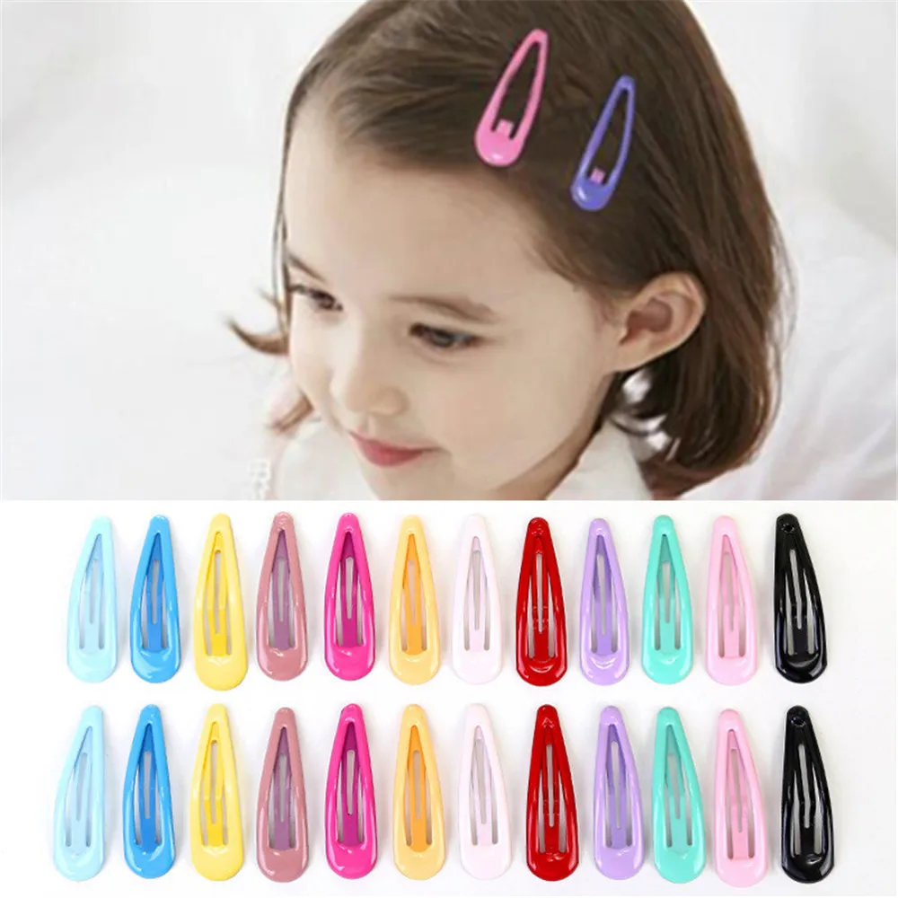 20pcs 5cm Snap Hair Clips for Hair Clip Pins BB Hairpins Color Metal Barrettes for Baby Children Women Girls Styling Accessories