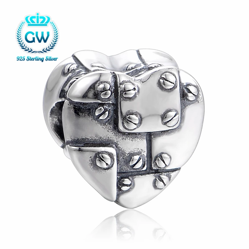 

2017 New Owner Design Punk Style heart Bead Fit European bracelet silver 925 original Diy for Women's Jewelry making T214