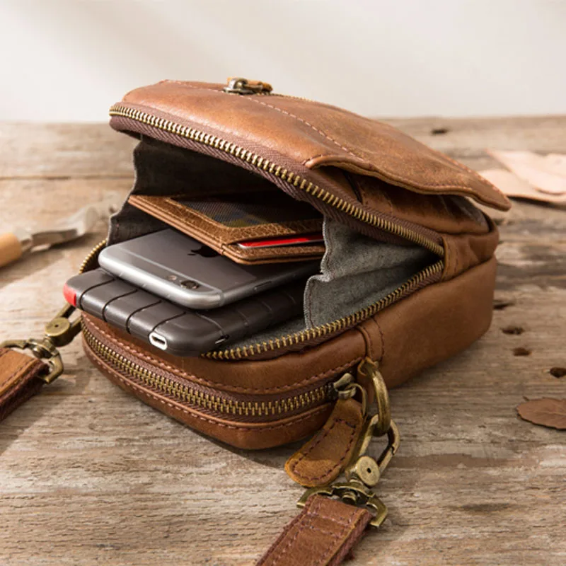 AETOO Casual Bag Crossbody Outdoor Sports Leather Pocket Shoulder Bag Mini Bag Men's Leather Small Man Bag