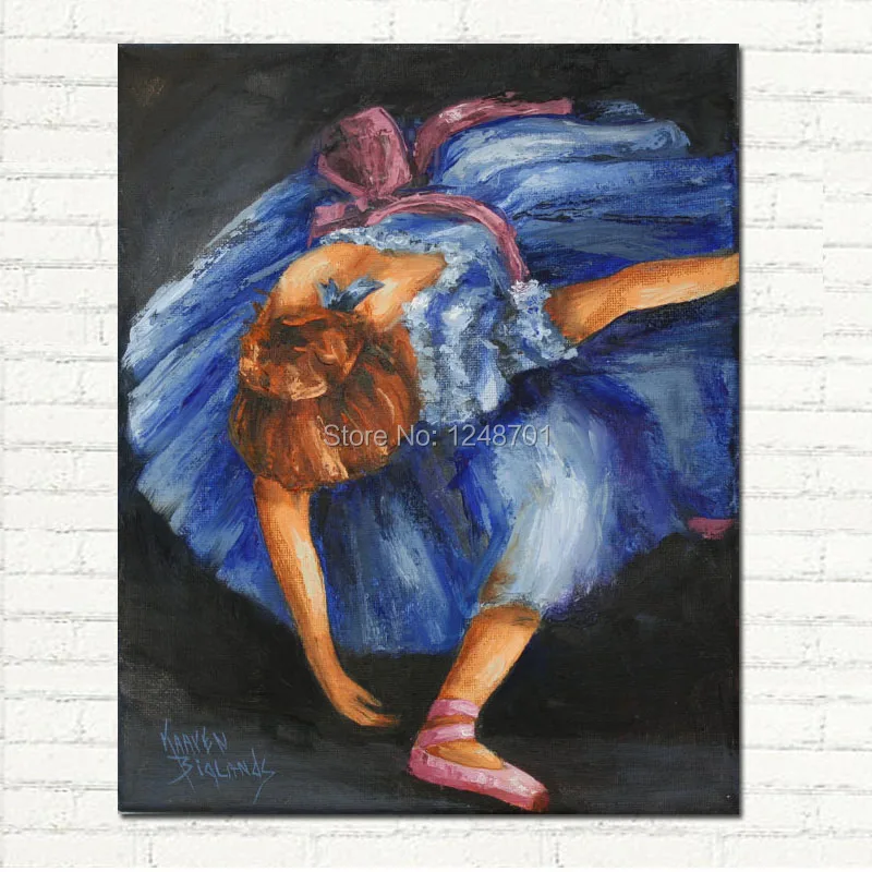 Buy Modern Art Hand Painted Ballerina in Blue Palette knife oil painting