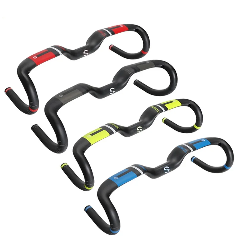 

Toseek Full Carbon Fiber Road Bike Handlebar Bent Bar Handlebar Matte Ud 400/420/440mm Bike Parts 31.8mm Red/blue/yellow Riser