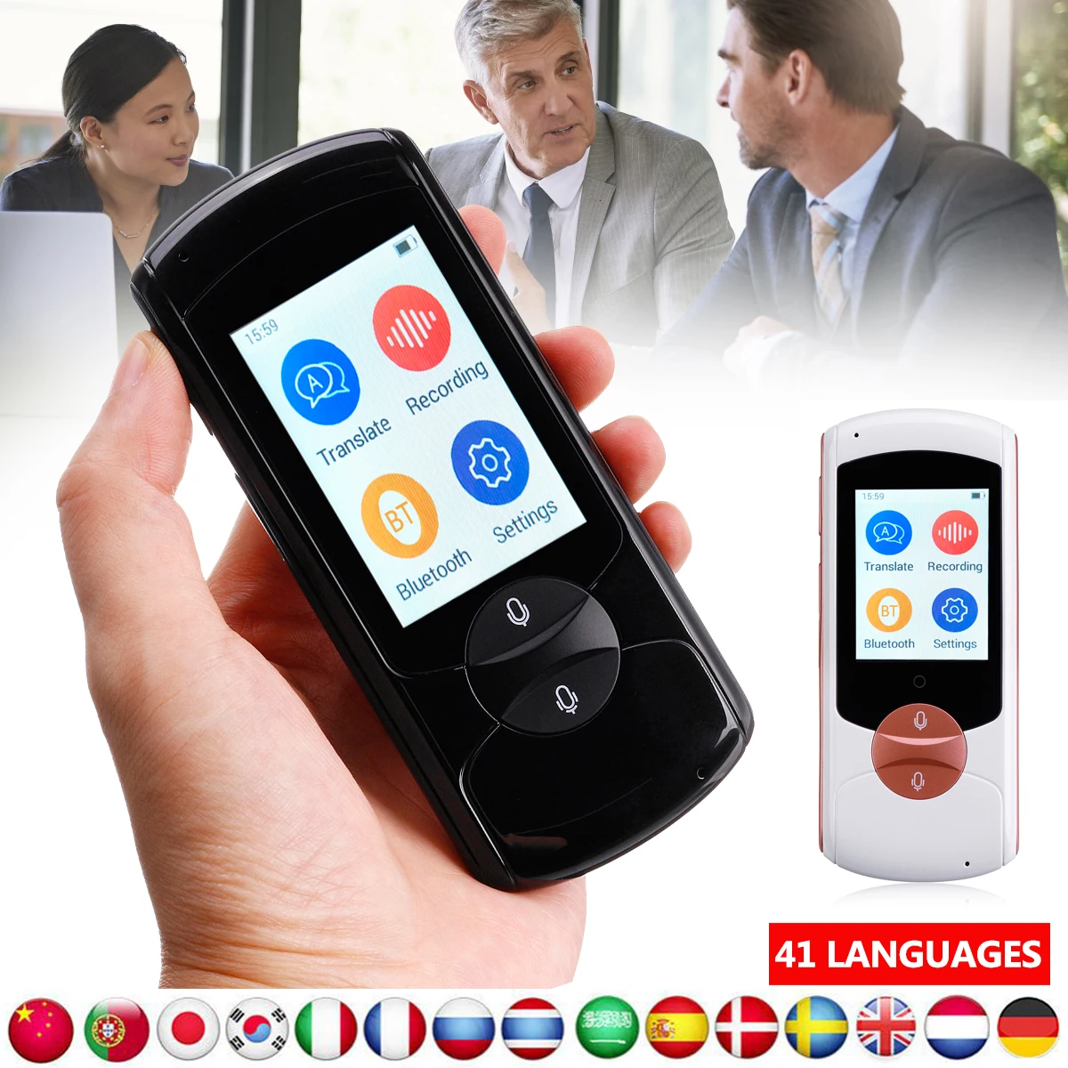 

2.0 inch Instant Smart Voice Translator Real Time WiFi Touching Screen 41 Languages Travel Meeting Learn Russian Language