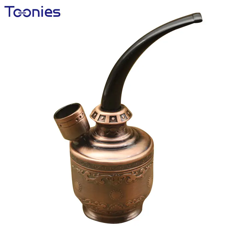 Popular Beauty Portable Mini Hookah Bronze Dual purpose Trumpet Smoking Bowl Hose Hookahs for