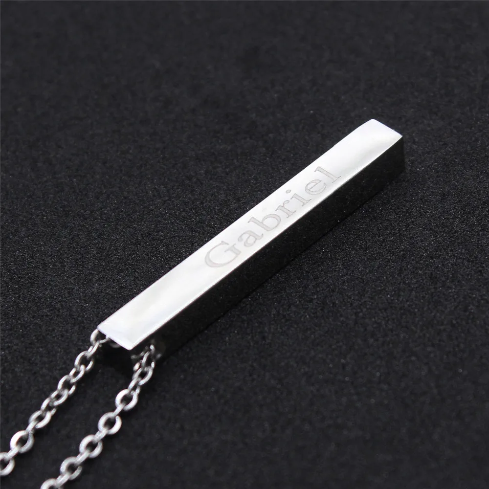 Mothers Day Gift Personalized Necklace Square Bar Custom Name Stainless Steel Pendant Necklace Women Men Gift for Men /& Women
