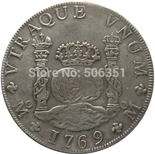 1765-1771 5 монет Мексика MF 8 REALES Монета КОПИЯ