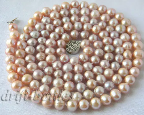 

Free Shipping >>50'' 10mm Round Lavender Freshwater Pearl Silver Necklace