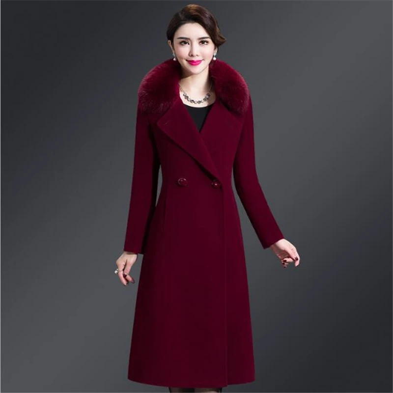 De Longitud Nuevo Equipado Invierno Abrigo Gran Manga Mujeres Media Color Tamaño Larga Lana Las Para pictur Cuerpo Delgada 2018 Black gx1qp5wn