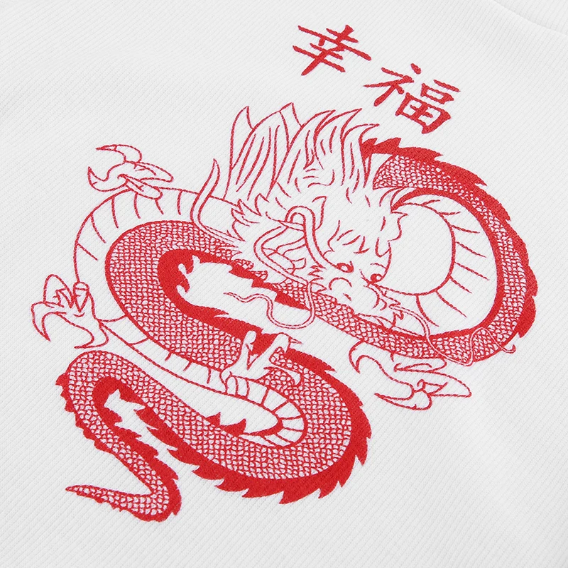 Рапкоптер с принтом дракона белая женская Повседневная футболка с коротким рукавом Базовая футболка в китайском стиле Femme Harajuku летние футболки