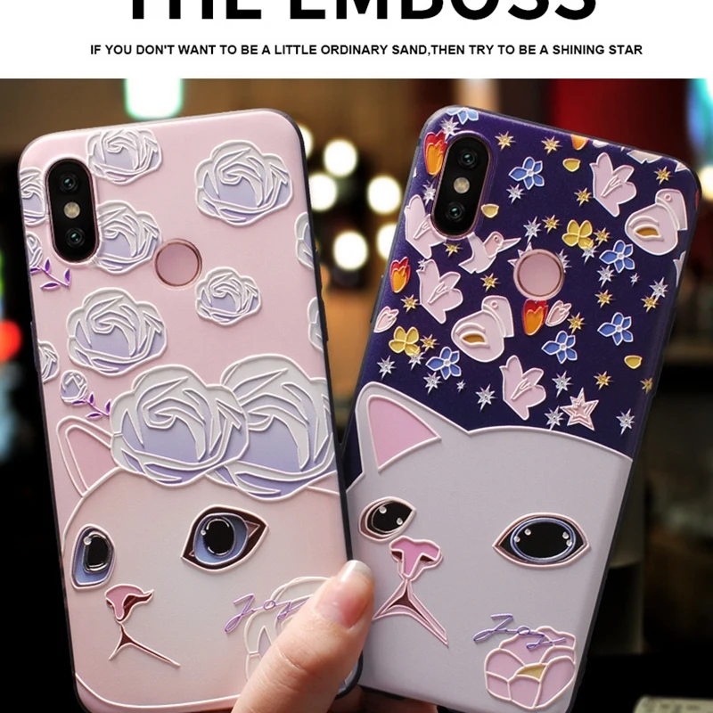 

Cute Japanese Style Embossed Anime Phone Case For Xiaomi Mi a1 Redmi 5 Plus 4X Note 4 Mi 6 8 Mi8 Mi5X Soft TPU Capa Back Cover