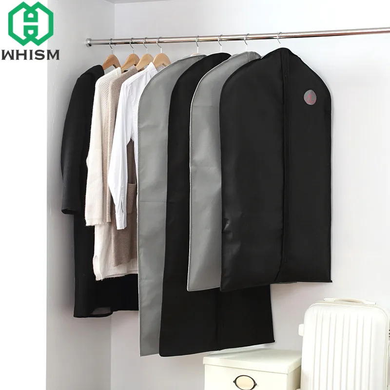 

WHISM Non Woven Clothing Cover Dustproof Suit Storage Bags Women Dress Cover Garment Bag Overcoat Dust Cover Clothes Protector