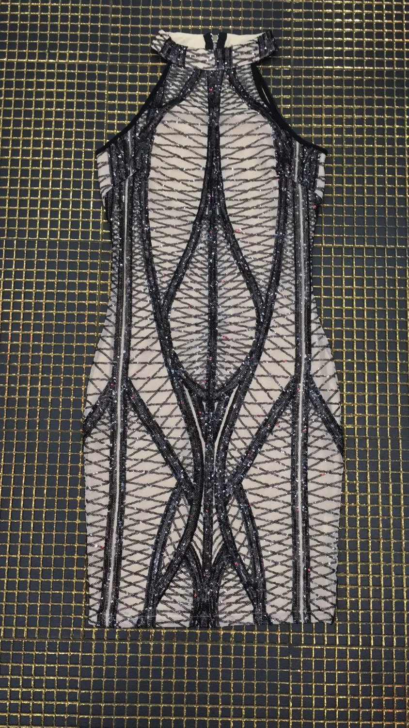 Новое летнее черное Бандажное платье для женщин Vestidos сексуальное облегающее Клубное платье с бусинами платья знаменитостей для вечеринок