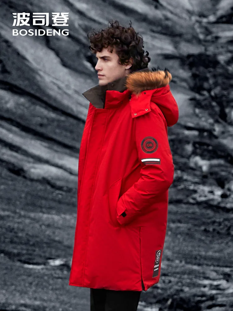 

BOSIDENG new winter goose down coat for men thicken outwear hooded fur collar outlife safari style B80142161