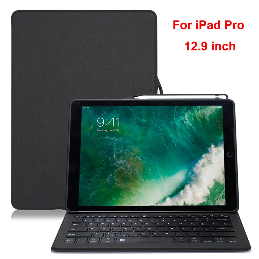 For Apple iPad Pro 12.9 Case Pencil Holder Wireless Keyboard Leather Smart Sleep Rotatable Protector Cover For iPad 12.9 inches