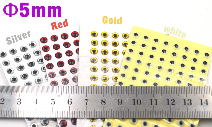 MNFT 50 шт./лот, 3 мм, 4 мм, 5 мм, 7 мм, 9 мм, Chartreuse Eyes, 3D голографическая приманка для рыбалки, завязывающая глаза, приманки
