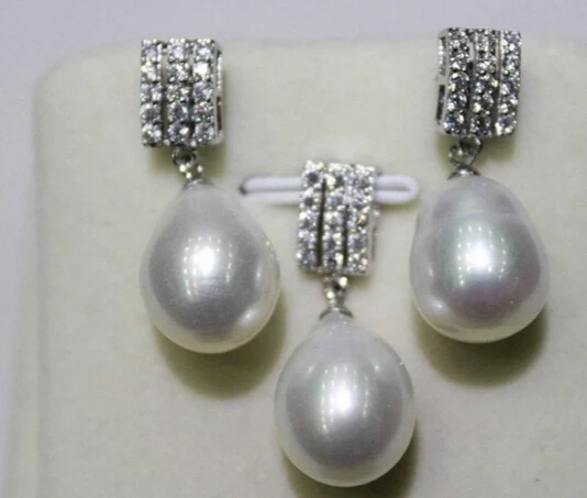

Jewelry 00954 White freshwater pearl Earring 11-11.5mm set Alloy "Handmade