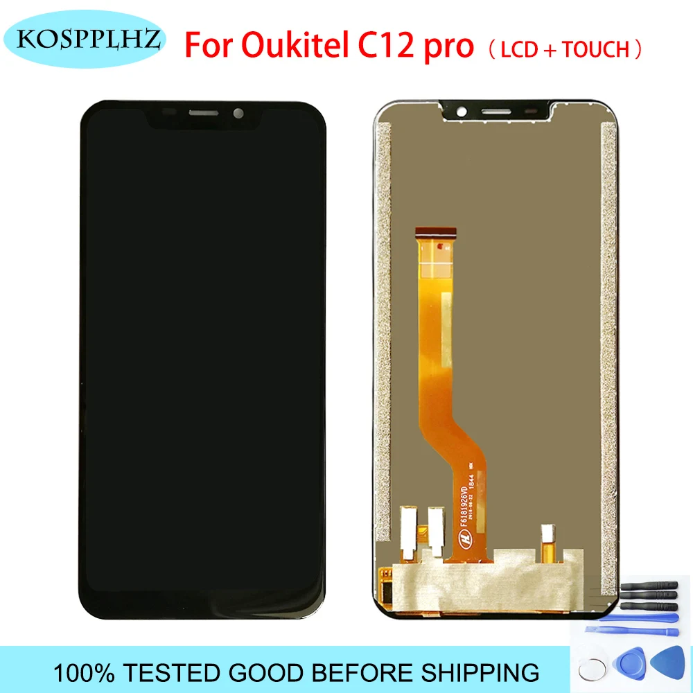 

100% TESTED 6.18 inch For Oukitel C12 Pro LCD and Touch Screen Assembly 1280x720p black color For OUKITEL C12 PRO phone + tools