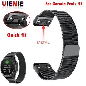 

20mm Milanese Loop Band Strap For Garmin Fenix 5S 5S Plus GPS Smart watch Metal Stainless Steel Wristband Quick release fit band