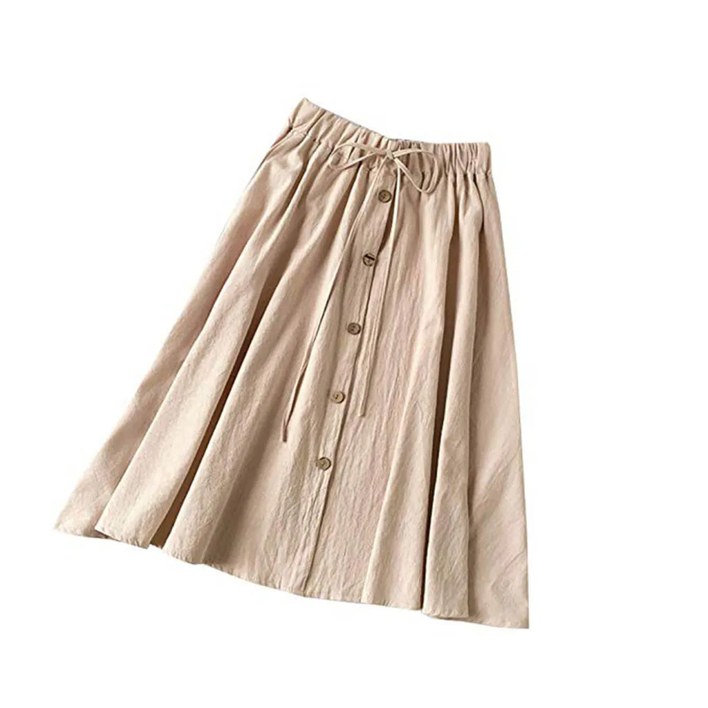 Jaycosin одежда женская Однотонная юбка однобортная кружевная с высокой талией однотонная расклешонное красивая юбка