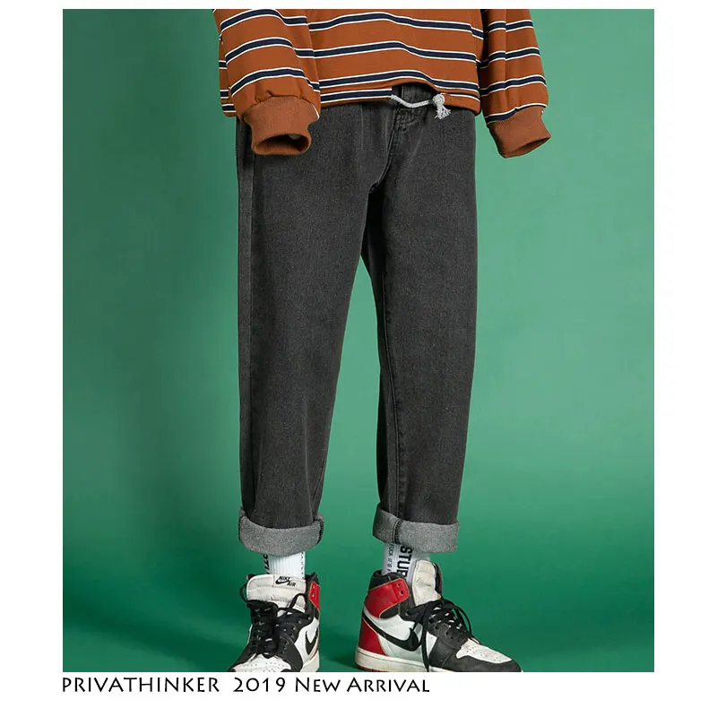 50% OFF Privathinker Men Streetwear Blue Jeans 2019 Women Black Jeans Korean Fashions Harem Pants Male Denim Pants OverSize