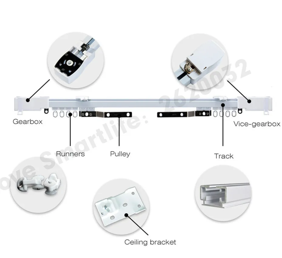 1M Xiaomi Super Silent Electric Curtain Track for Mijia Aqara Motor,Automatic Curtain Rail System,Ceiling Instal,Double Open-11
