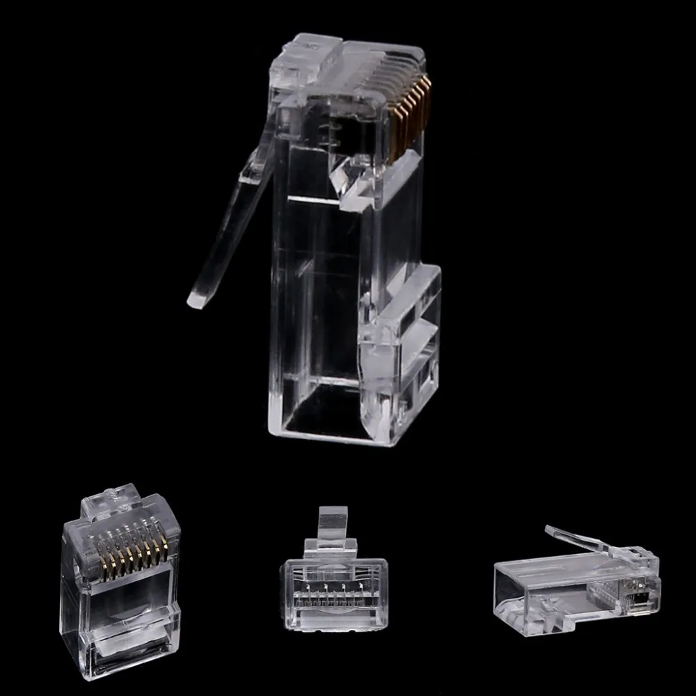 10Pcs/1Set 8-Pin RJ45 CAT6 Modular Plugs UTP Unshielded Version With Loading Bar Network Cable Plug High Quality C26 | Компьютеры и
