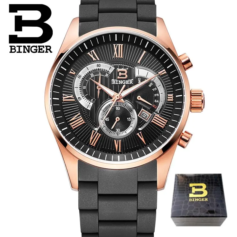 Free Shipping Wristwatches Men's Quartz Sport Utility Men Luxury Brand Automatic Chronograph Binger Military Watches Gift - Цвет: 04