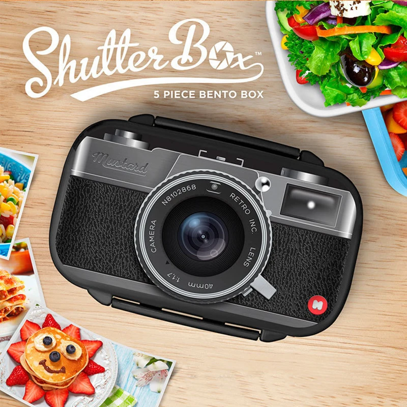 

2019 New Portable Double Layer Camera Lunch Box Plastic Food Container Leak-Proof Microwave Bento Box Thermal Insulated LunchBox