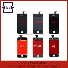 50 pcs free shipping LCD Display For iPhone 4 4s with Glass Touch Screen Digitizer Replacement