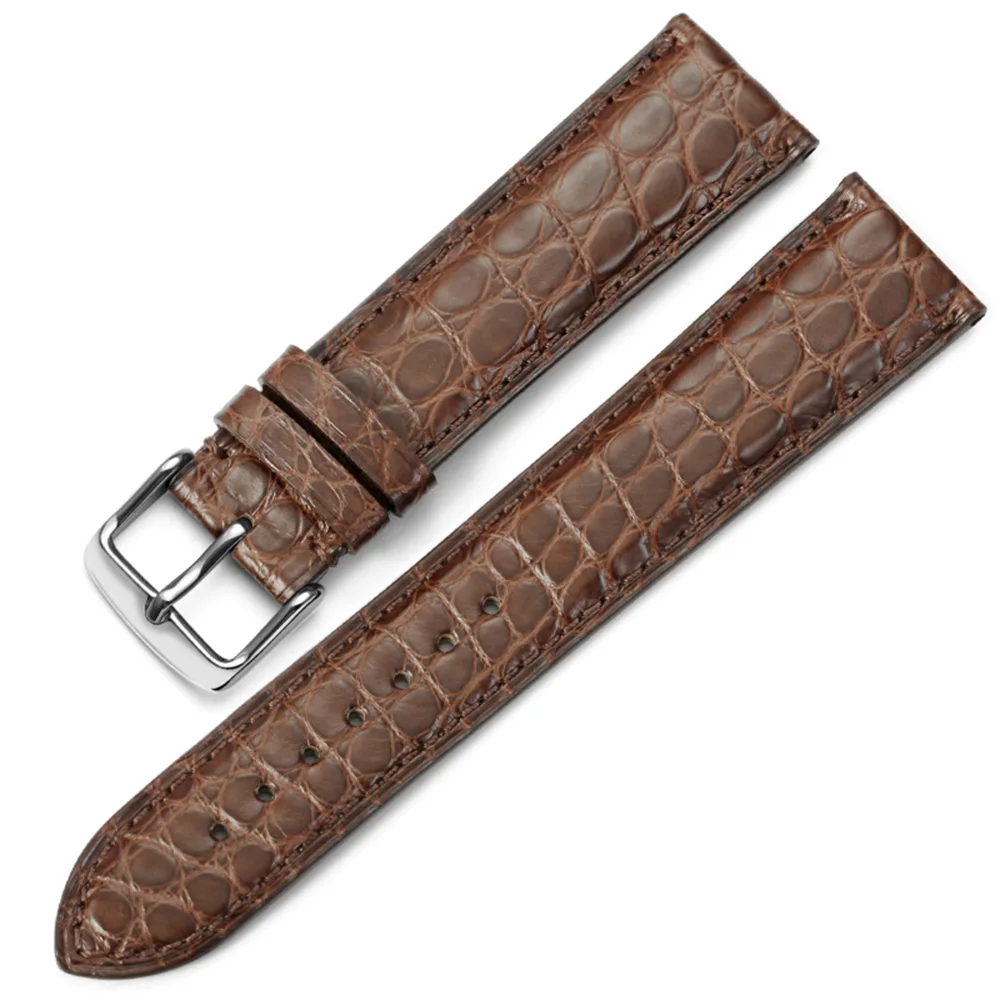 brown with brown CHIMAERA ремешок для часов Aligator кожаный ремешок с пряжкой ремешок для часов из крокодиловой кожи 18 мм 19 мм 20 мм 21 мм 22 мм - Цвет ремешка: brown with brown