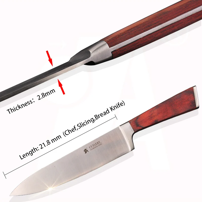 A BRAND Kitchen knife Slicing Meat Cutting High Carbon Stainless Steel Chef Knives Wood Handle Bread Vegetable Sharp Blade Knife