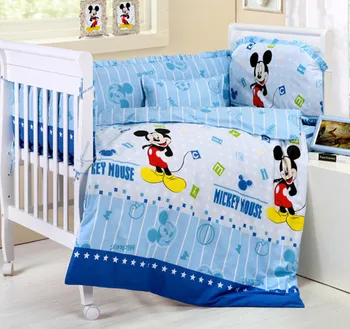 

6PCS Cartoon cotton baby bedding crib set for baby cute pattern ropa cuna bebe (3bumper+matress+pillow+duvet)