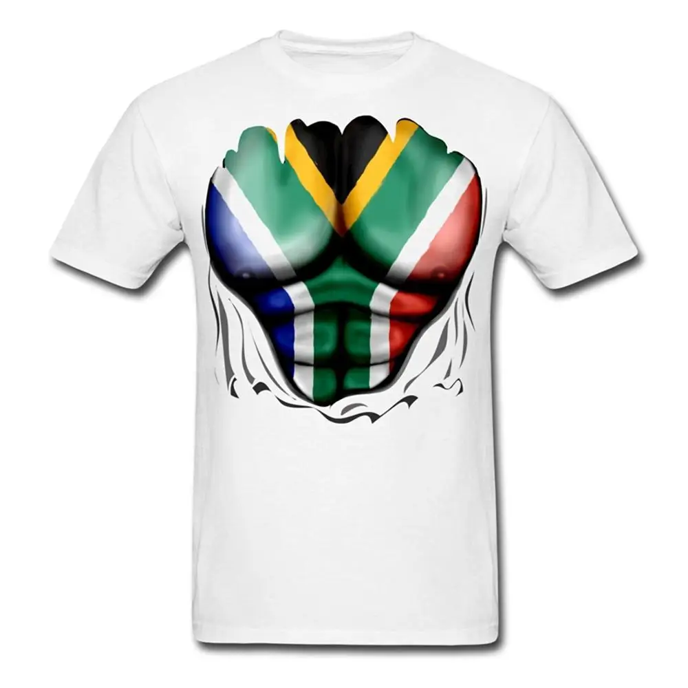 South Africa Flag Ripped Muscles Men's T Shirt "Short Sleeves Cotton
