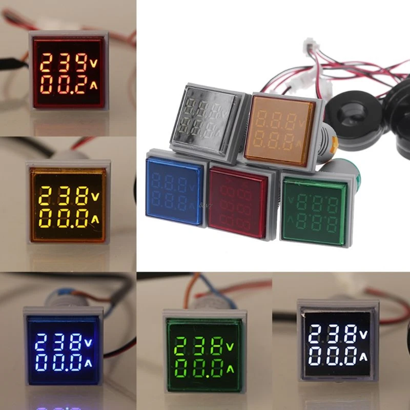 

Square LED Digital Dual Display Voltmeter & Ammeter Voltage Gauge Current Meter AC 60-500V 0-100A
