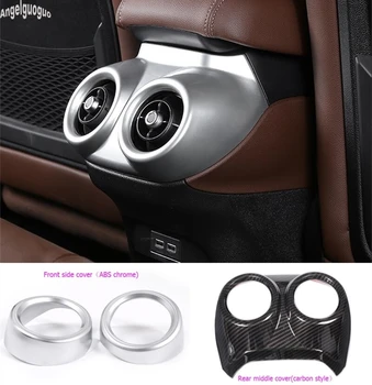 

For Alfa Romeo Stelvio Accessories Car Air Conditioner Outlet Decoration Cover ABS Chrome/Carbon Fiber Style Trim Sequin Sticker