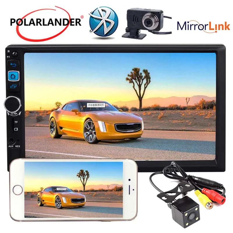 " 2DIN с DVR+ камера заднего вида автомобиля MP5 плеер система Android 5.1.1 Зеркало Ссылка сенсорный экран